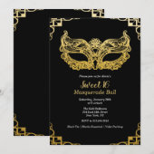 Sweet 16 Masquerade bal uitnodiging (Voorkant / Achterkant)