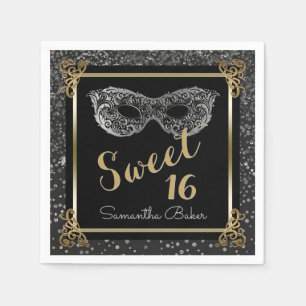 Sweet 16 Masquerade Ball Silver Gold Sweet Sixteen Servetten