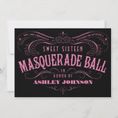 Sweet 16 Masquerade Ball-uitnodigingen Kaart (Voorkant)
