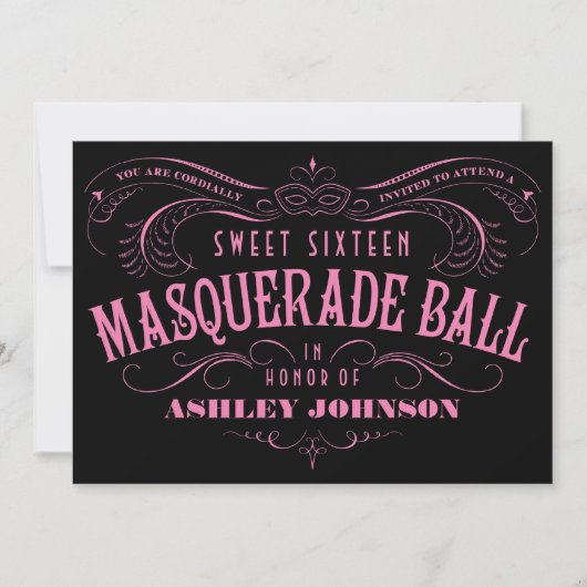 Sweet 16 Masquerade Ball-uitnodigingen Kaart (Voorkant)