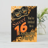 Sweet 16 Masquerade Costume Party Kaart (Staand voorkant)