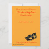 Sweet 16 Masquerade Costume Party Kaart (Achterkant)