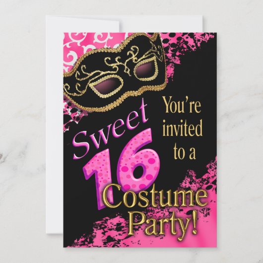 Sweet 16 Masquerade Costume Party Kaart (Voorkant)