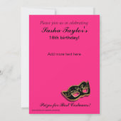 Sweet 16 Masquerade Costume Party Kaart (Achterkant)