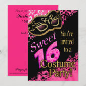 Sweet 16 Masquerade Costume Party Kaart (Voorkant / Achterkant)