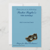 Sweet 16 Masquerade Costume Party Kaart (Achterkant)