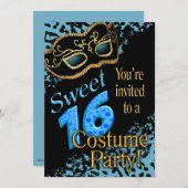 Sweet 16 Masquerade Costume Party Kaart (Voorkant / Achterkant)