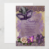 Sweet 16 Masquerade Kaart (Voorkant / Achterkant)