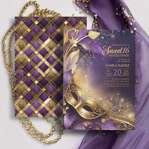 Sweet 16 Masquerade Paarse Goud ID1032 Kaart