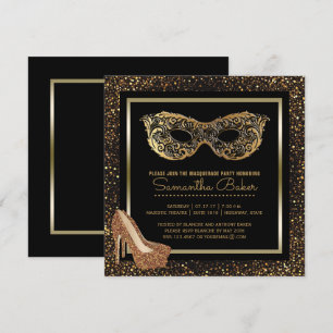 Sweet 16 Masquerade Party   Gold Sweet Sixteen Kaart