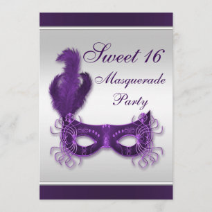 Sweet 16 Masquerade Party in Paars en zilver Kaart