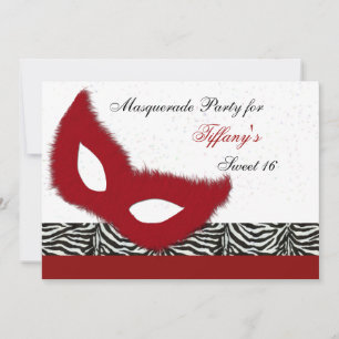 Sweet 16 Masquerade party Invitation Kaart