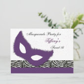 Sweet 16 Masquerade party Invitation Kaart (Staand voorkant)