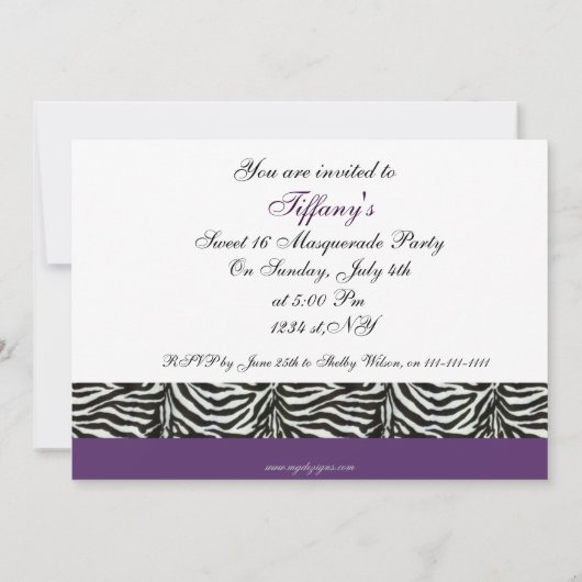 Sweet 16 Masquerade party Invitation Kaart (Achterkant)