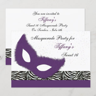 Sweet 16 Masquerade party Invitation Kaart