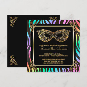 Sweet 16 Masquerade Party   Sweet Sixteen-Zebra Kaart