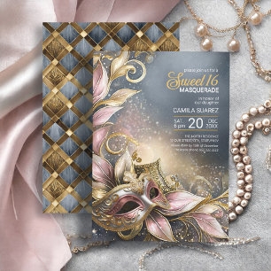 Sweet 16 Masquerade Roos Gold ID1032 Kaart