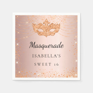 Sweet 16 Masquerade roos gouden sparkles party Servet