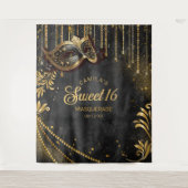 Sweet 16 Masquerade Zwart Foto Achtergrond ID1032 Wandkleed (Voorkant)