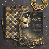 Sweet 16 Masquerade Zwart Goud ID1032 Kaart