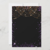 Sweet 16 masquerade zwart paars glitter goud kaart (Achterkant)