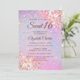 Sweet 16 Meisje Verjaardag Roze Goud Glitter Moder Kaart