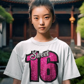 SWEET 16 MEISJES VERJAARDAG GLITTER T-shirt