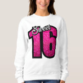 SWEET 16 MEISJES VERJAARDAG GLITTER T-shirt (Voorkant)
