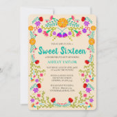 Sweet 16 Mexicaans Fiesta Papel Picado Champagne Kaart (Voorkant)