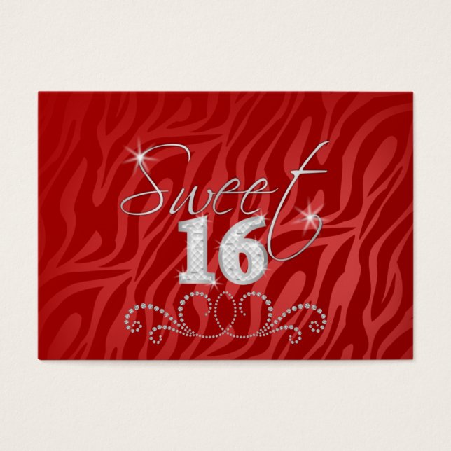 Sweet 16 Mini Birthday-uitnodigingen Visitekaartjes (Voorkant)