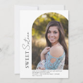 Sweet 16 minimalistische boog uit het midden foto kaart (Voorkant)