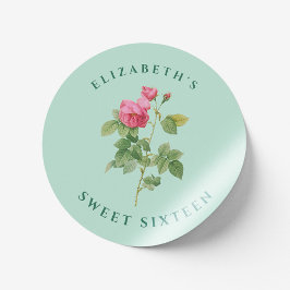 Sweet 16 Mint Groene Bloemen Ronde Sticker