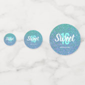 Sweet 16 Modern Blauwgroen Blauw Glitter Gepersona Confetti (Voorkanten)