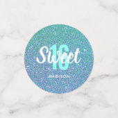 Sweet 16 Modern Blauwgroen Blauw Glitter Gepersona Confetti (Kleine voorkant)