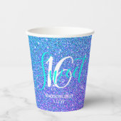 Sweet 16 Modern Blauwgroen Paarse Glitter Geperson Papieren Bekers (Voorkant)