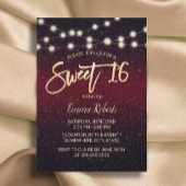 Sweet 16 Modern Burgundy Red Faux Glitter Kaart