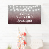 Sweet 16 Modern Burgundy Red & Silver Ombre Spandoek (Insitu)