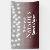Sweet 16 Modern Burgundy Red & Silver Ombre Spandoek (Verticaal)