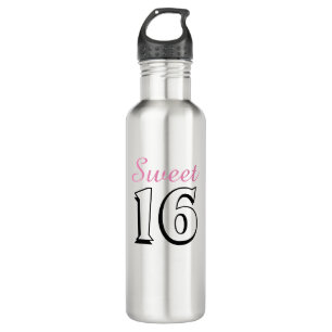 Sweet 16 Modern Chic Girly Pink Birthday Waterfles