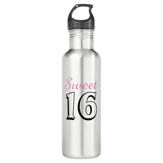 Sweet 16 Modern Chic Girly Pink Birthday Waterfles (Voorkant)
