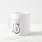 Sweet 16 Modern Chic Pink Birthday Gift Koffiemok (Voorkant links)