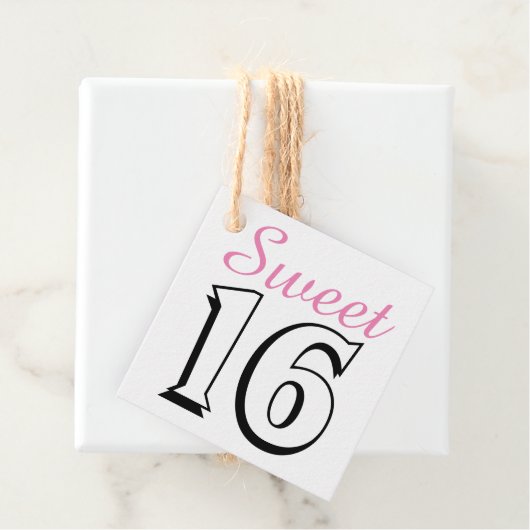 Sweet 16 Modern Chic Pink Birthday Party Bedankjes Labels (In situ)