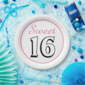 Sweet 16 Modern Chic Pink Birthday Party Papieren Bordje (Feest)