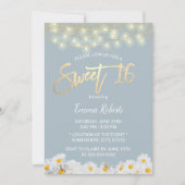 Sweet 16 Modern Dusty Blue Daisy Flowers Kaart (Voorkant)