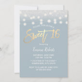 Sweet 16 Modern Dusty Blue Silver Glitter Kaart (Voorkant)