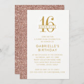 Sweet 16 Modern Elegant Roos Gold Pink Glitter Kaart (Voorkant / Achterkant)