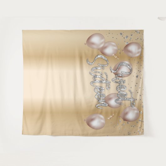 Sweet 16 Modern Gold Girl 16th Birthday Balloons Wandkleed (Voorkant (horizontaal))