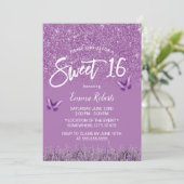 Sweet 16 Modern Lavender Faux Glitter Kaart (Staand voorkant)