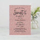 Sweet 16 Modern Roos Gold Glitter Birthday Kaart (Staand voorkant)