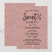 Sweet 16 Modern Roos Gold Glitter Birthday Kaart (Voorkant / Achterkant)